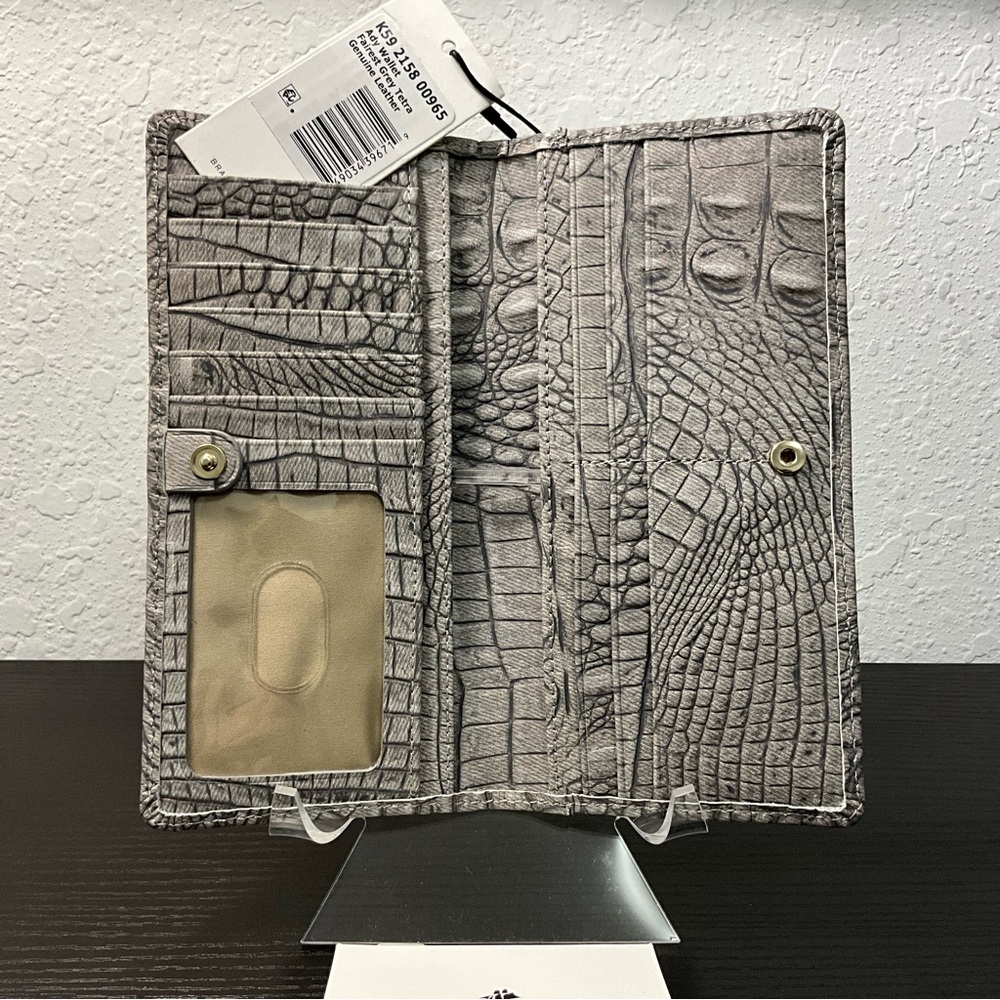 Brahmin Ady FAIREST GREY TETRA slim Leather Wallet NWT - Picture 6 of 7